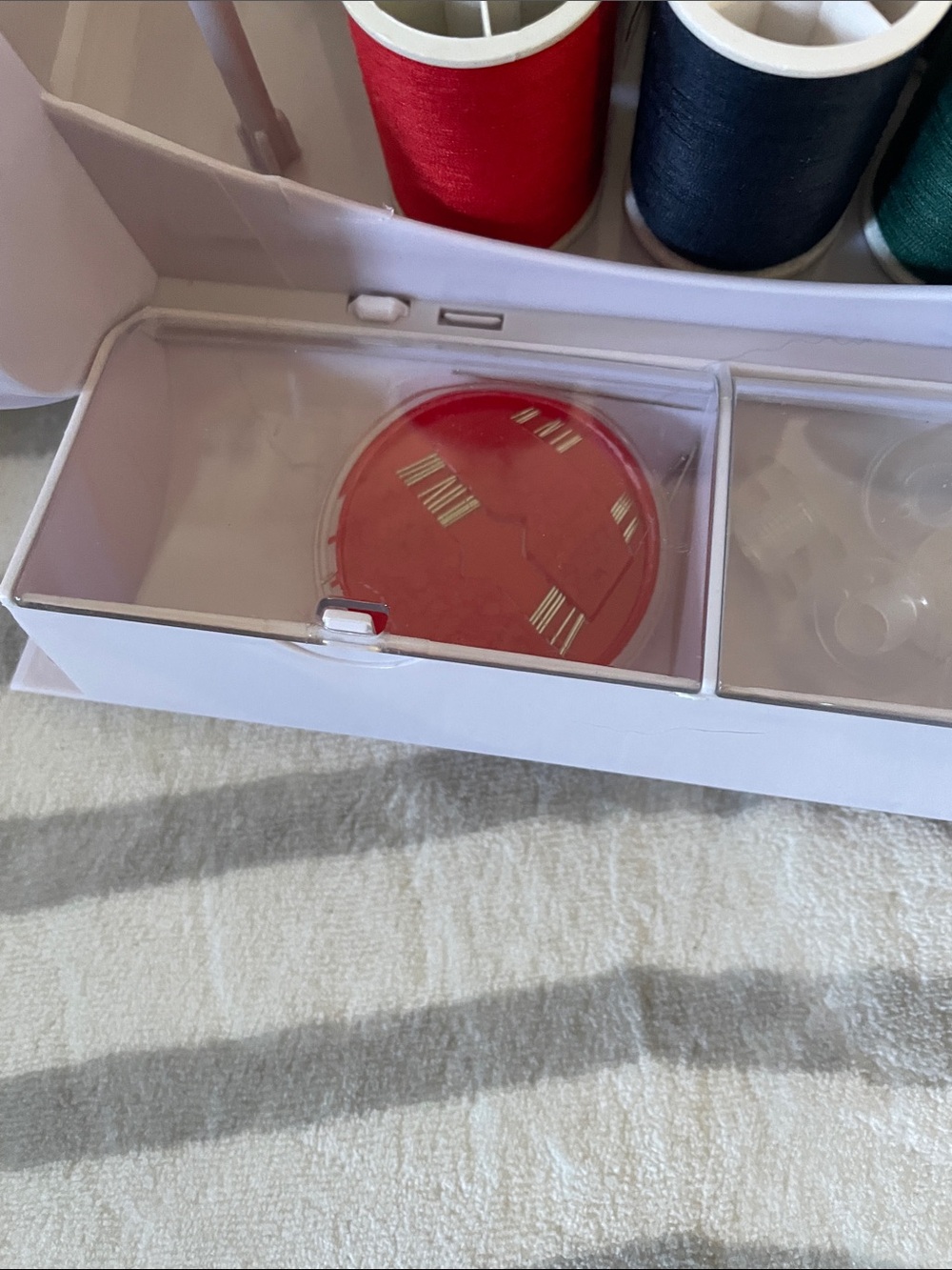Singer Pink and Burgundy Sewing Kit Organizer with White Case - Picture 8 of 11
